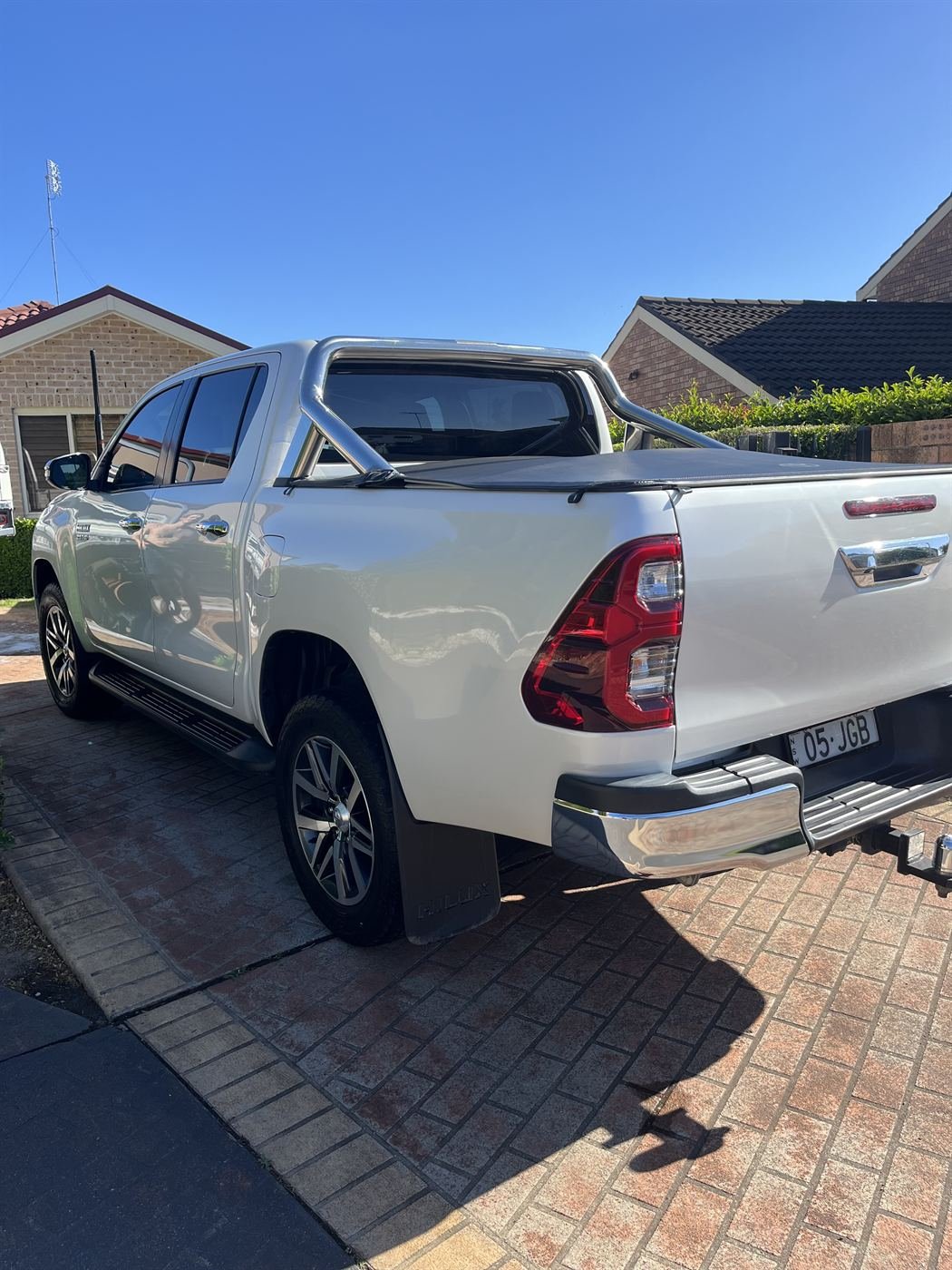 White Toyota Hilux after an exterior detail